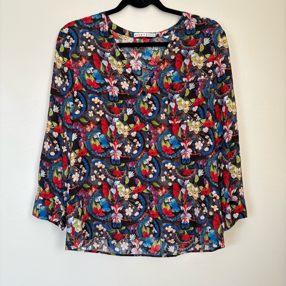 Alice + Olivia | Silk Floral Blouse | Size Small
